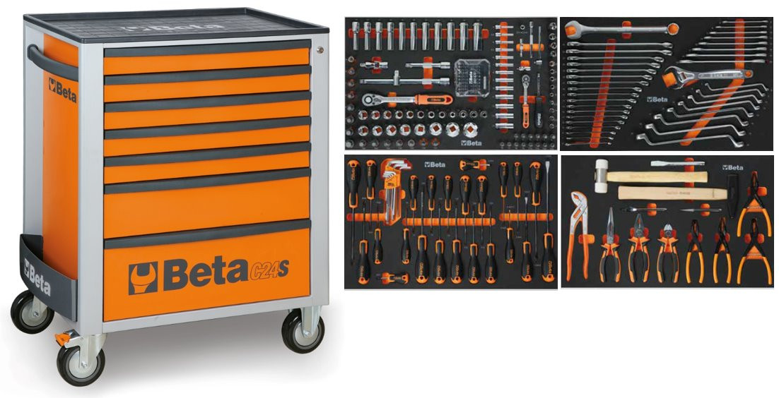 Beta 024006221 2400S O7/E-S Gereedschwapswagen gevuld 240-delig Oranje