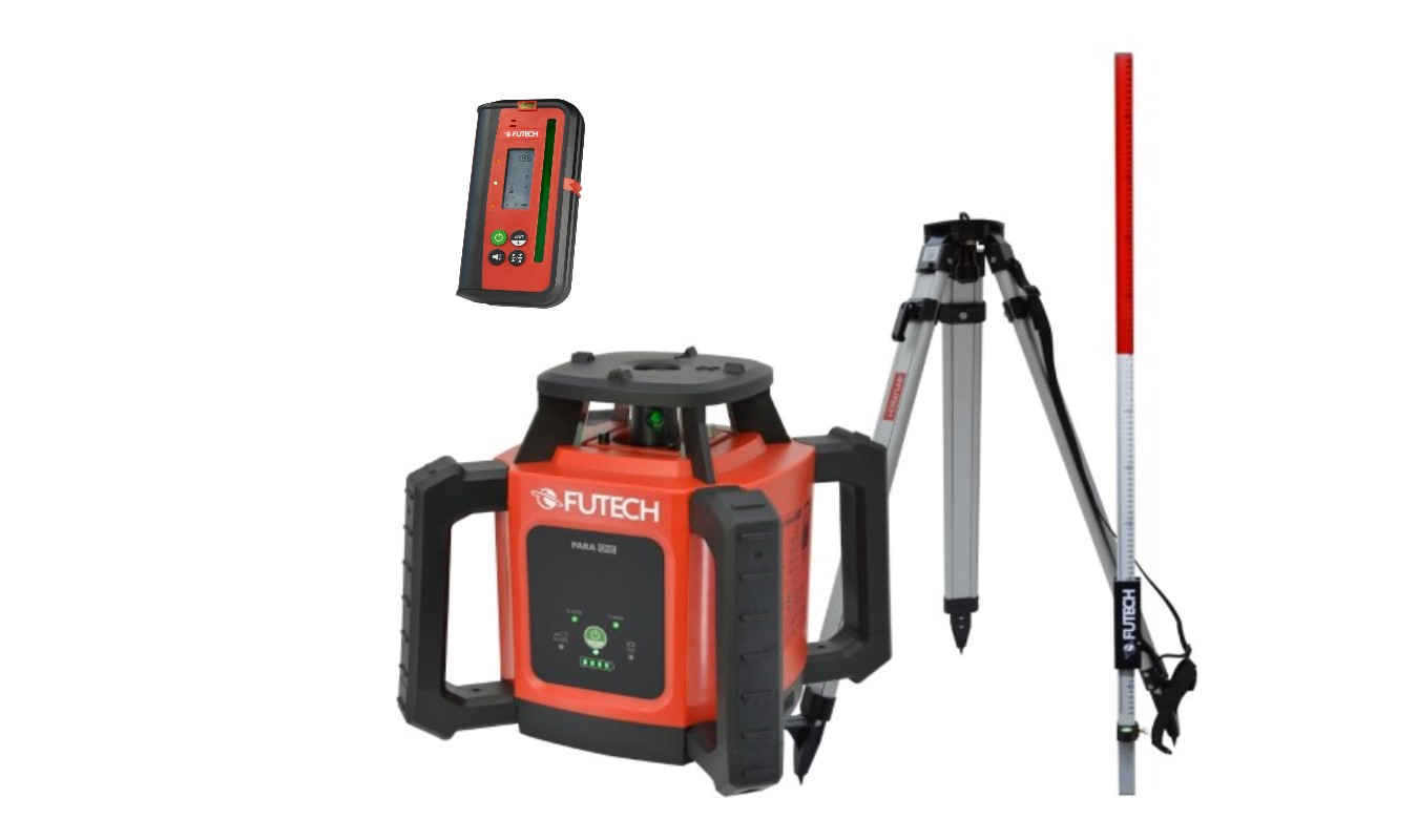 Futech 052.01G.50-P Para ONE Grüner Rotationslaser + Para Receiver MM + Stativ 165cm + Messstab 240cm