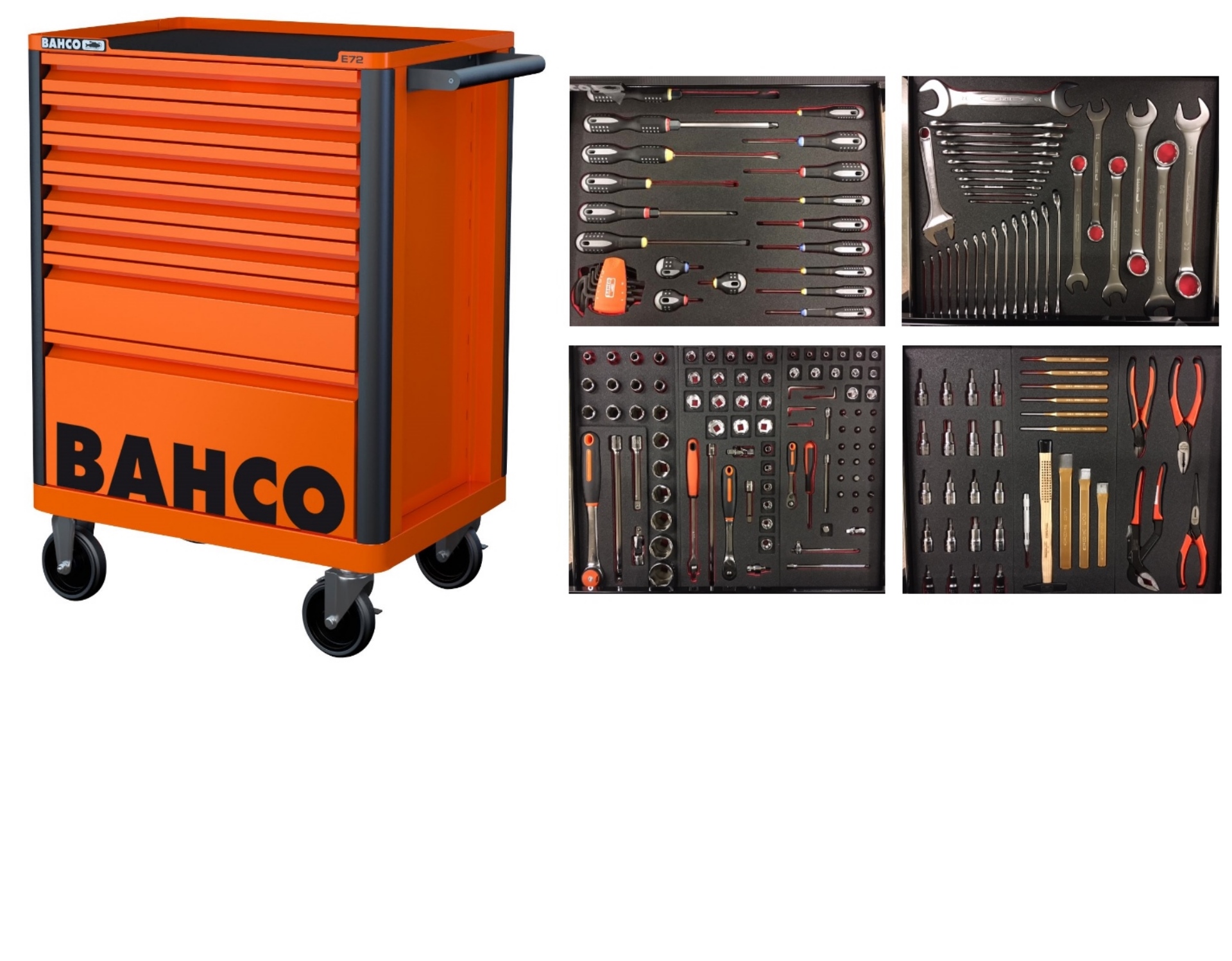 Bahco 1472K7-FULL4 Werkzeugwagen orange 190 Stück