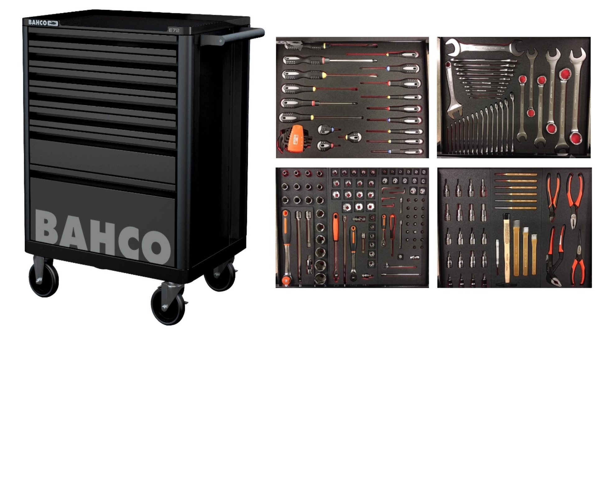 Bahco 1472K7BLACK-FULL4 Werkzeugwagen schwarz 190 Stück