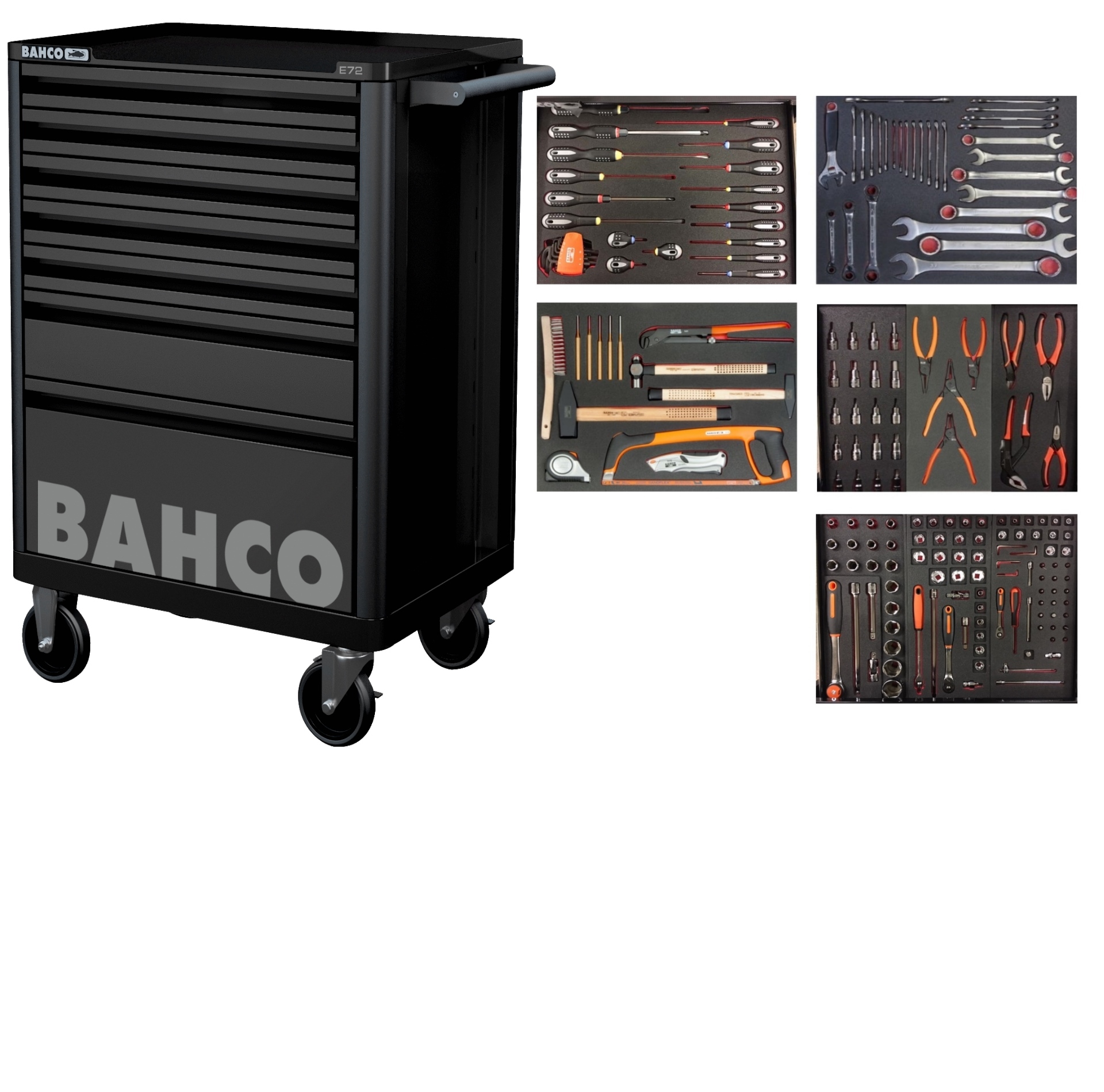 Bahco 1472K7BLACK-FULL5 Werkzeugwagen schwarz 193 Stück