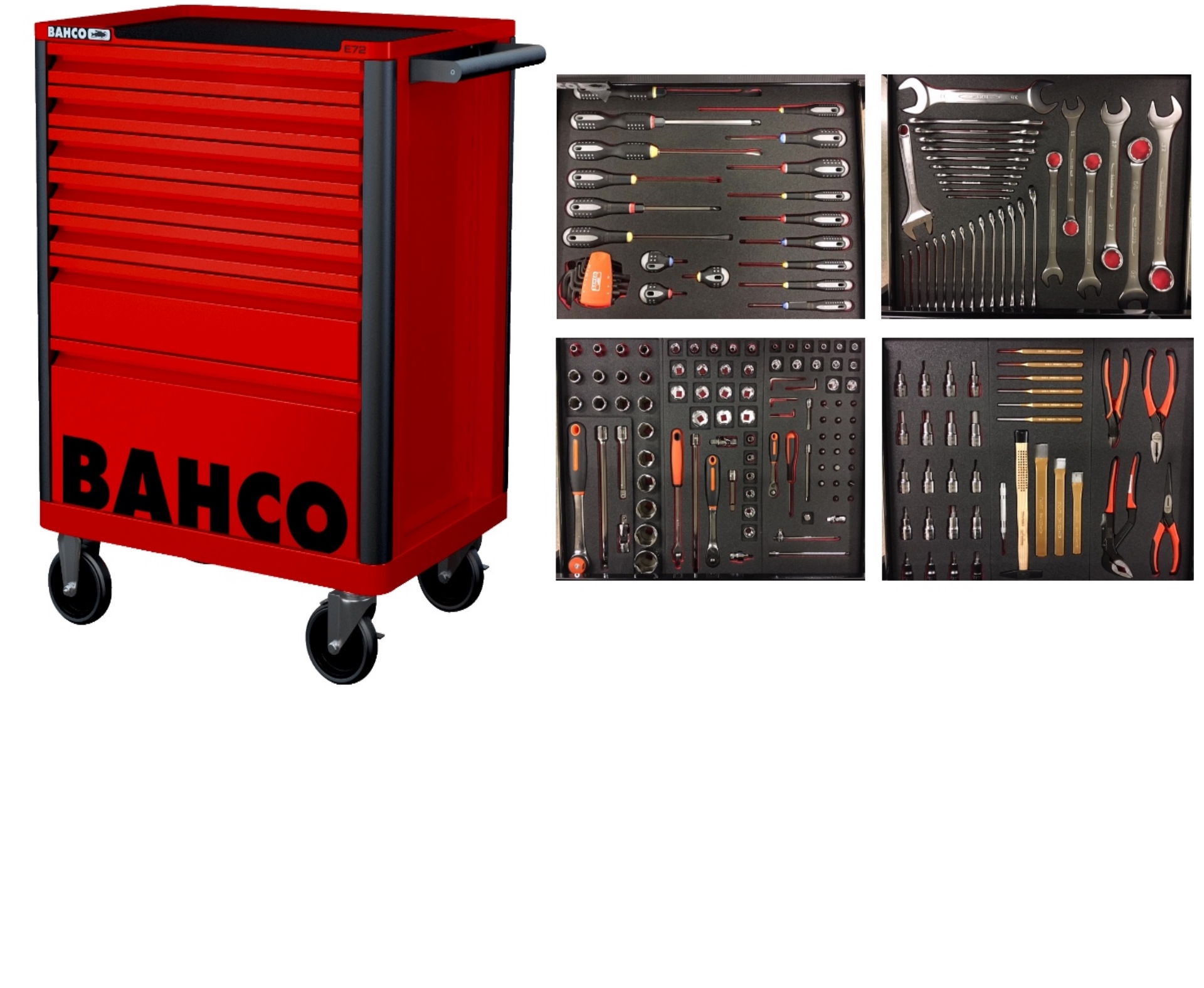 Bahco 1472K7RED-FULL4 Werkzeugwagen rot 190 Stück