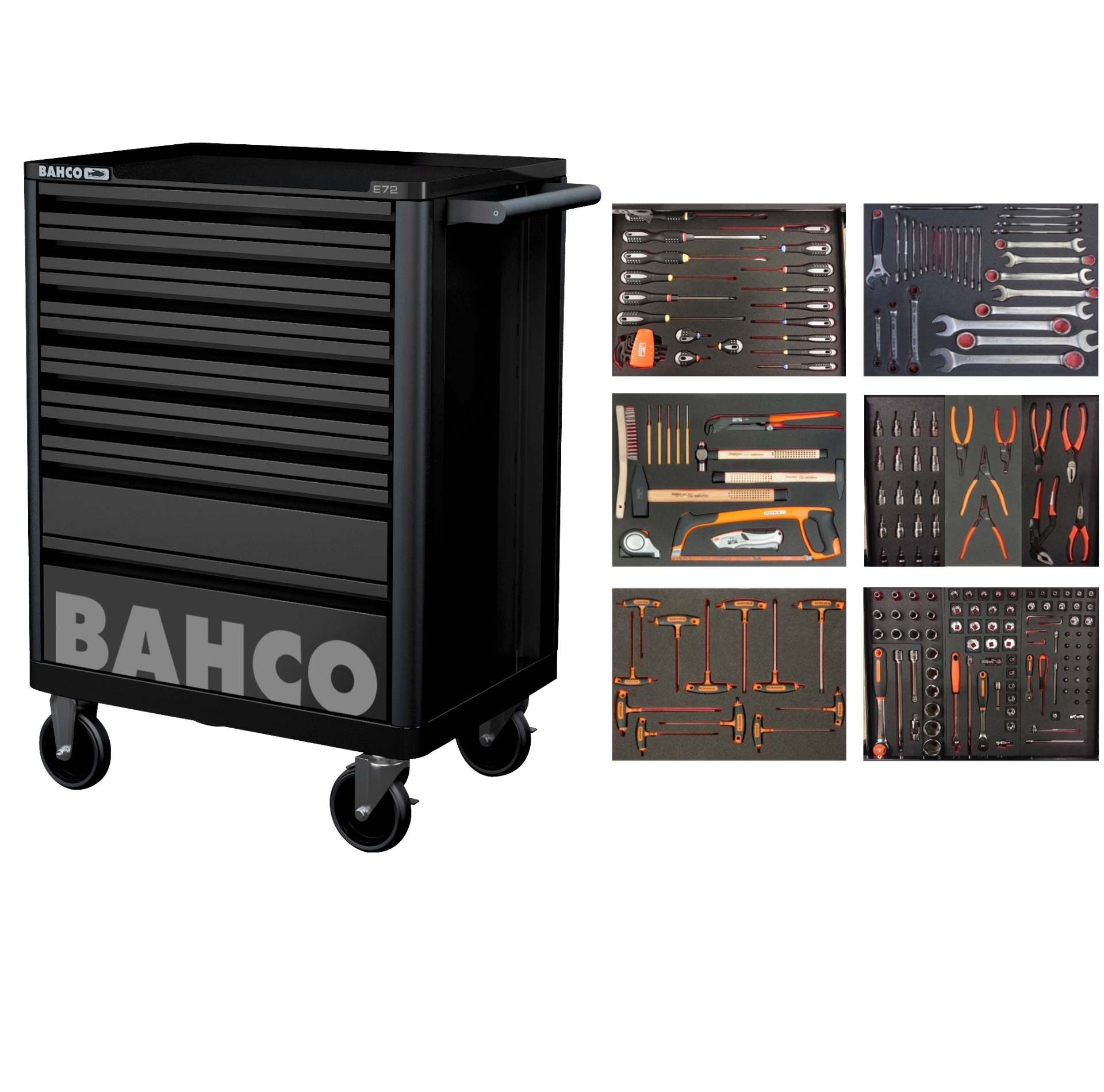Bahco 1472K8BLACK-FULL6 Werkzeugwagen schwarz 205 Stück