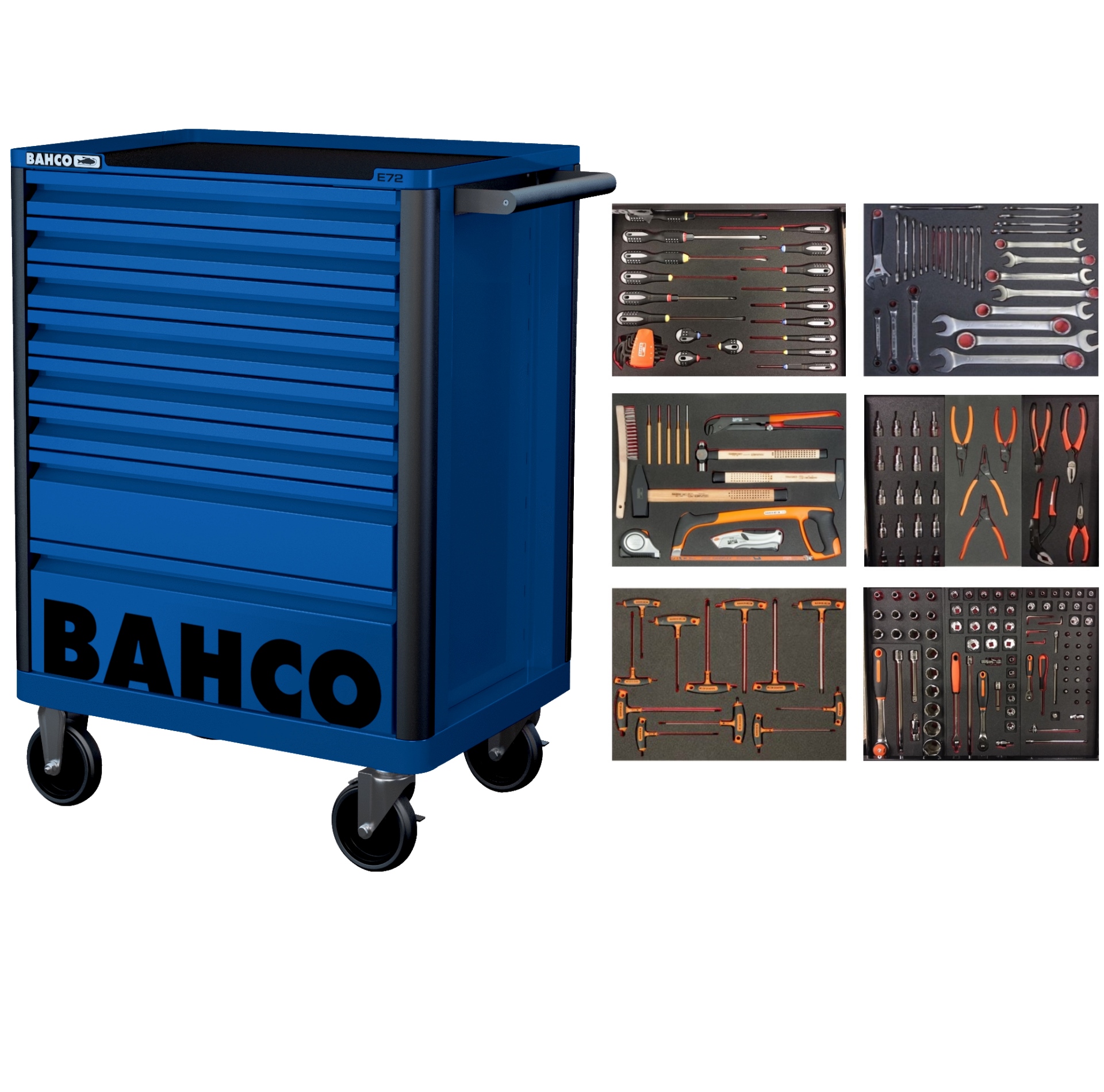 Bahco 1472K8BLUE-FULL6 Werkzeugwagen blau 205 Stück