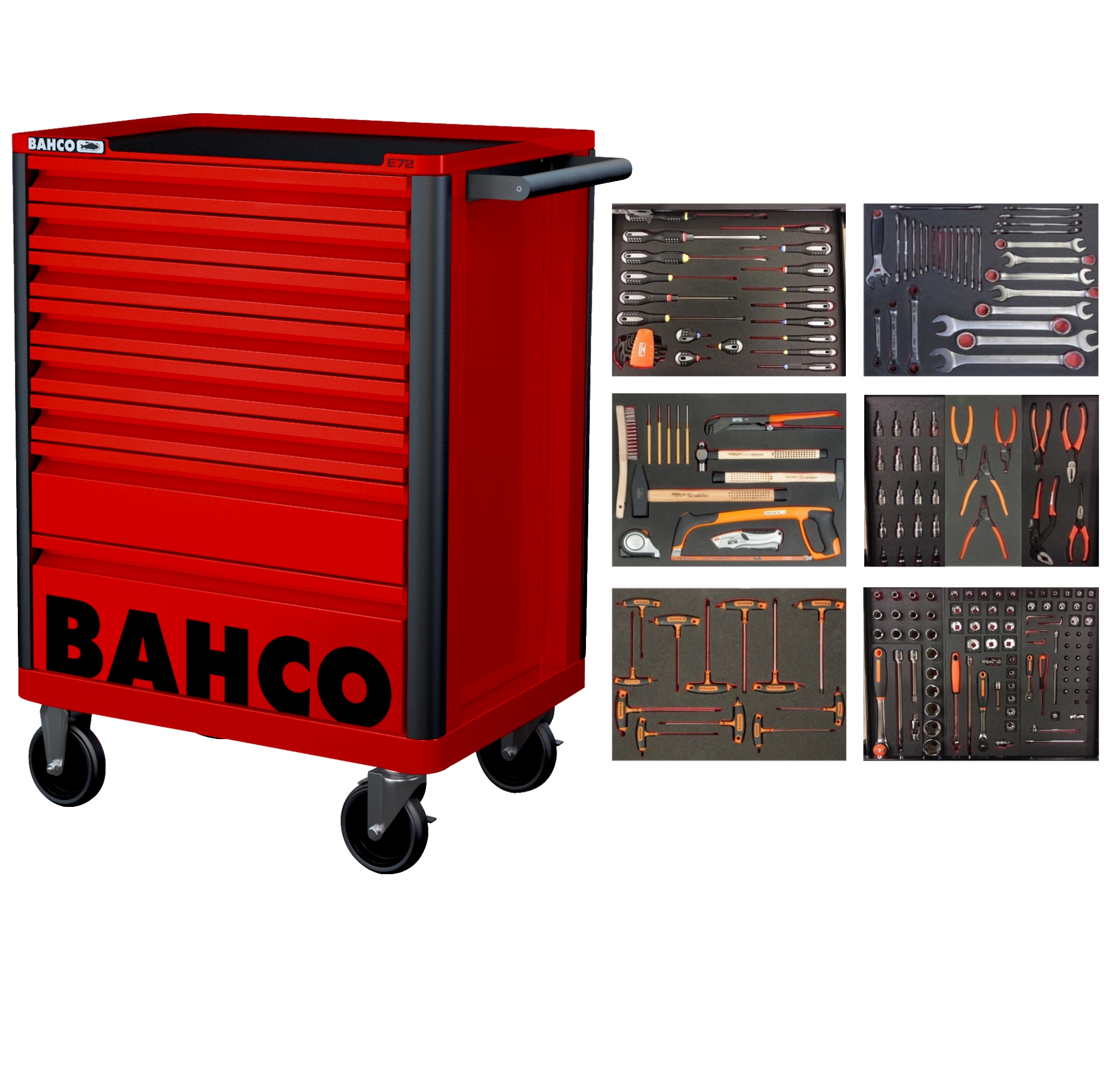 Bahco 1472K8RED-FULL6 Werkzeugwagen rot 205 Stück