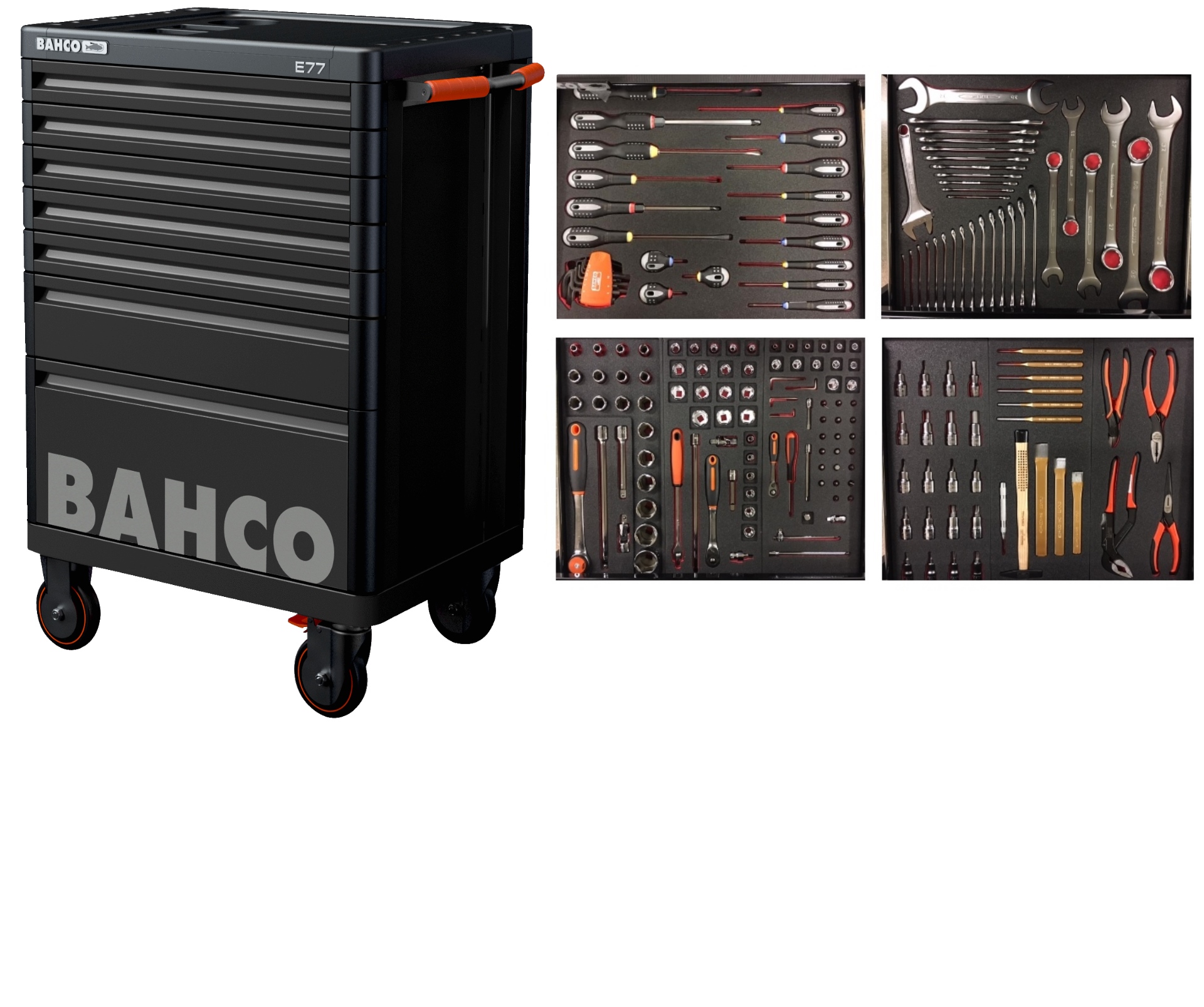 Bahco 1477K7BLACK-FULL4 Werkzeugwagen schwarz 190 Stück