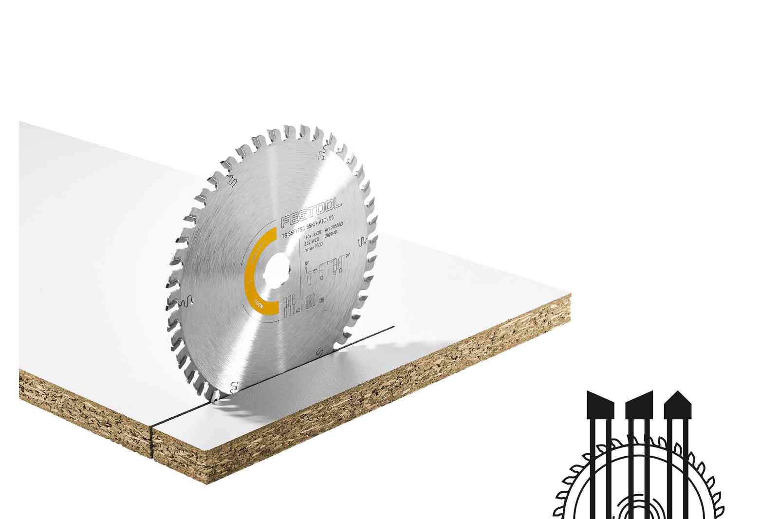 Festool Zubehör 205553 Kreissägeblatt WOOD FINE CUT HW 160x1,8x20 WD42