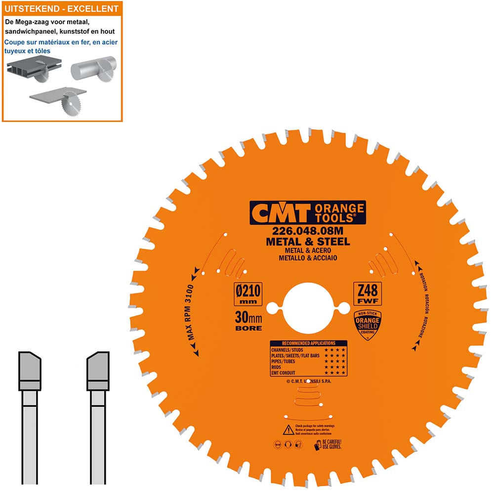 CMT 226.048.08M Sägeblatt für Metall und harte Materialien 210 x 30 x 48T