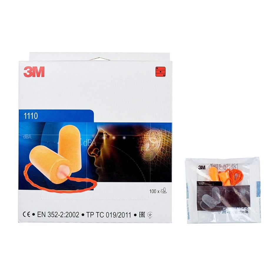 3M 6.21.15.215.00 Ohrstöpsel, 37 dB, mit Kordel, 100 Paar/Karton, 1110
