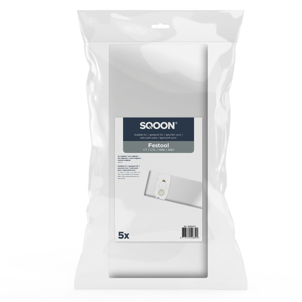 SQOON 42204-5 Staubsaugerbeutel Festool CT / CTL / MINI / MIDI 5 Stück