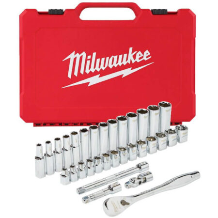 Milwaukee Zubehör 4932464945 ⅜ Steckschlüsselsatz mit Ratsche 32-teilig