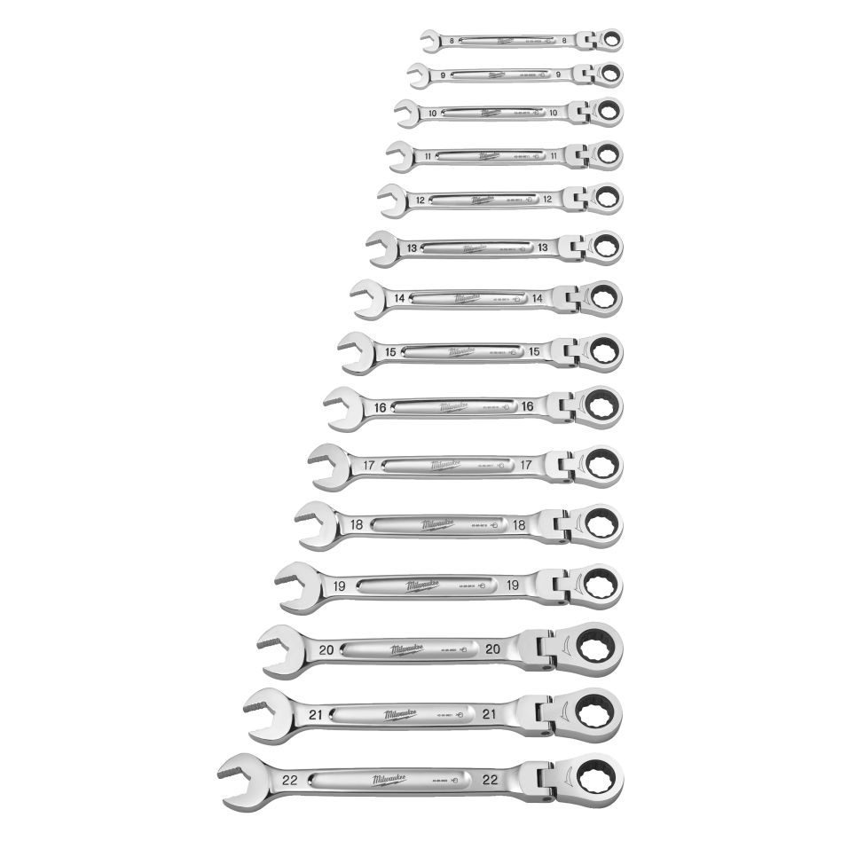 Milwaukee Zubehör 4932478558 MAX BITE™ Ratschenschlüssel-Satz mit flexiblem Einsatz - 15 Teile