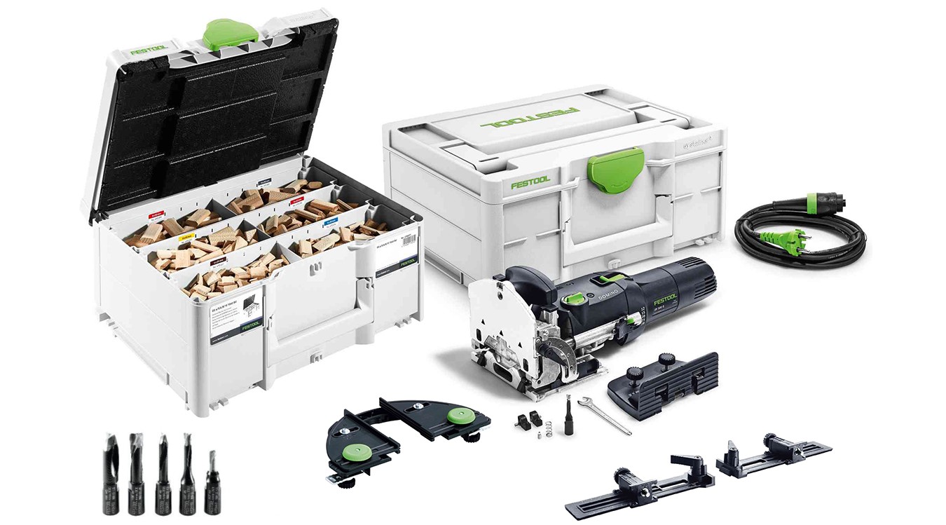 Festool 574427A DF500RQ-SET Profi-Dominoschneider mit sortierten Dominosteinen + Fräsern im Systainer