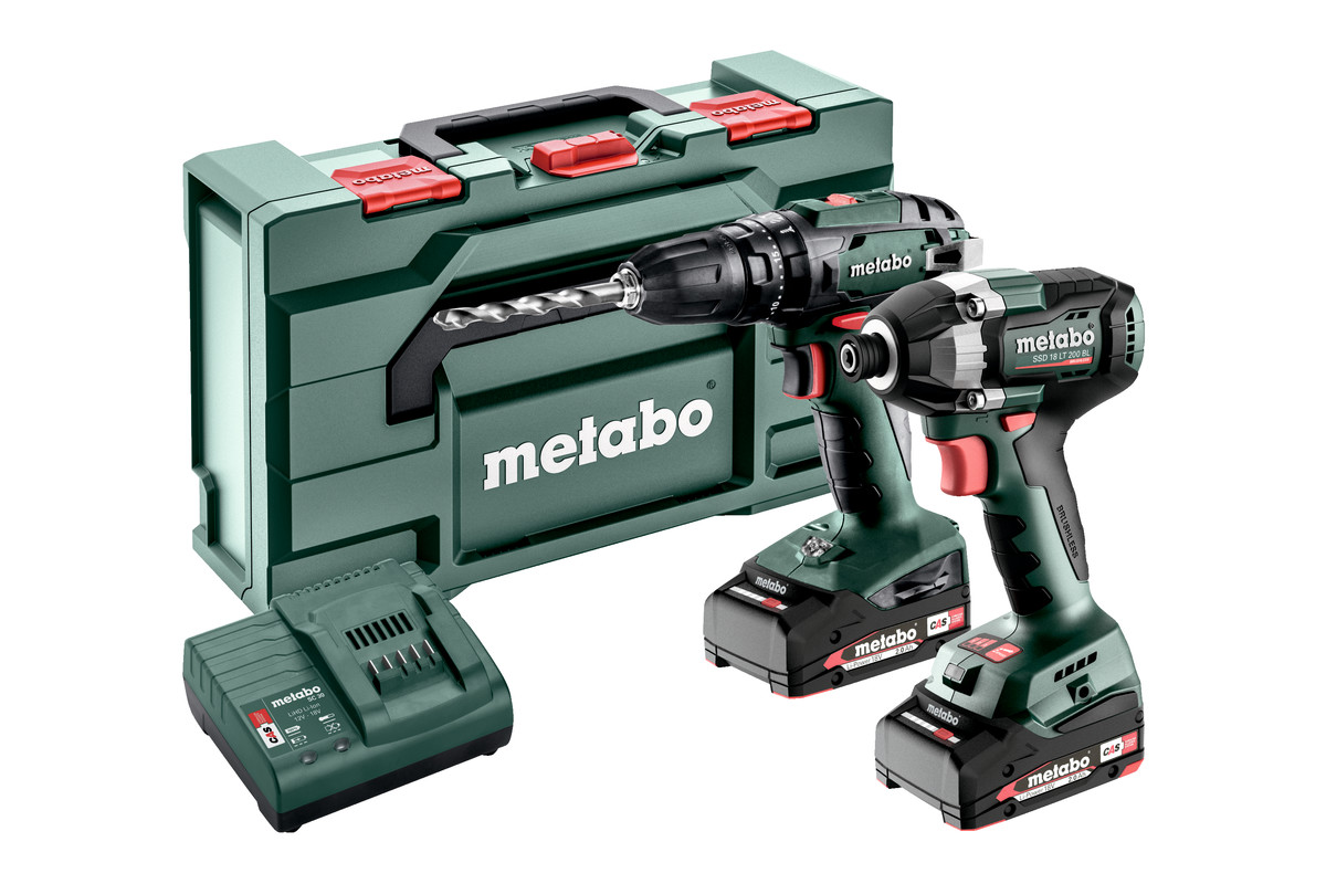 Metabo 685197000 Kombo Set 2.8.5 18V 2.0Ah Li-Ion - SB18 Akku-Schlagbohrmaschine + SSD18 LT 200 BL Akku Schlagschrauber