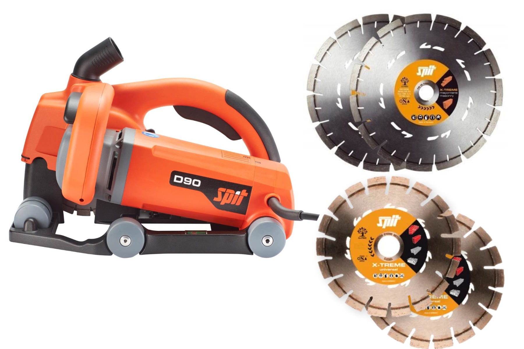 Spit 695275 D90 Grabenfräse + Satz Xtreme Universal D150 Sägeblätter + Satz Xtreme Concrete D150 Sägeblätter