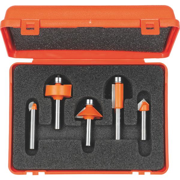 CMT 700.005.02 Satz mit 5 Fräsern im PVC-Etui 6 mm Schaft HM
