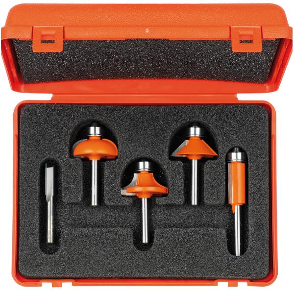 CMT 700.005.03 Satz mit 5 Fräsern im PVC-Etui 6 mm Schaft HM