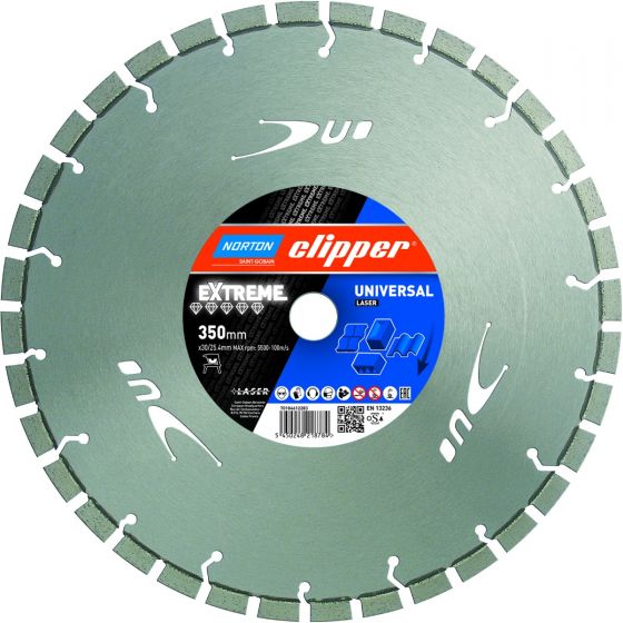 Norton Clipper 70184612283 Extreme Universal Laser Diamant-Sägeblatt 350 x 30/25,4 mm