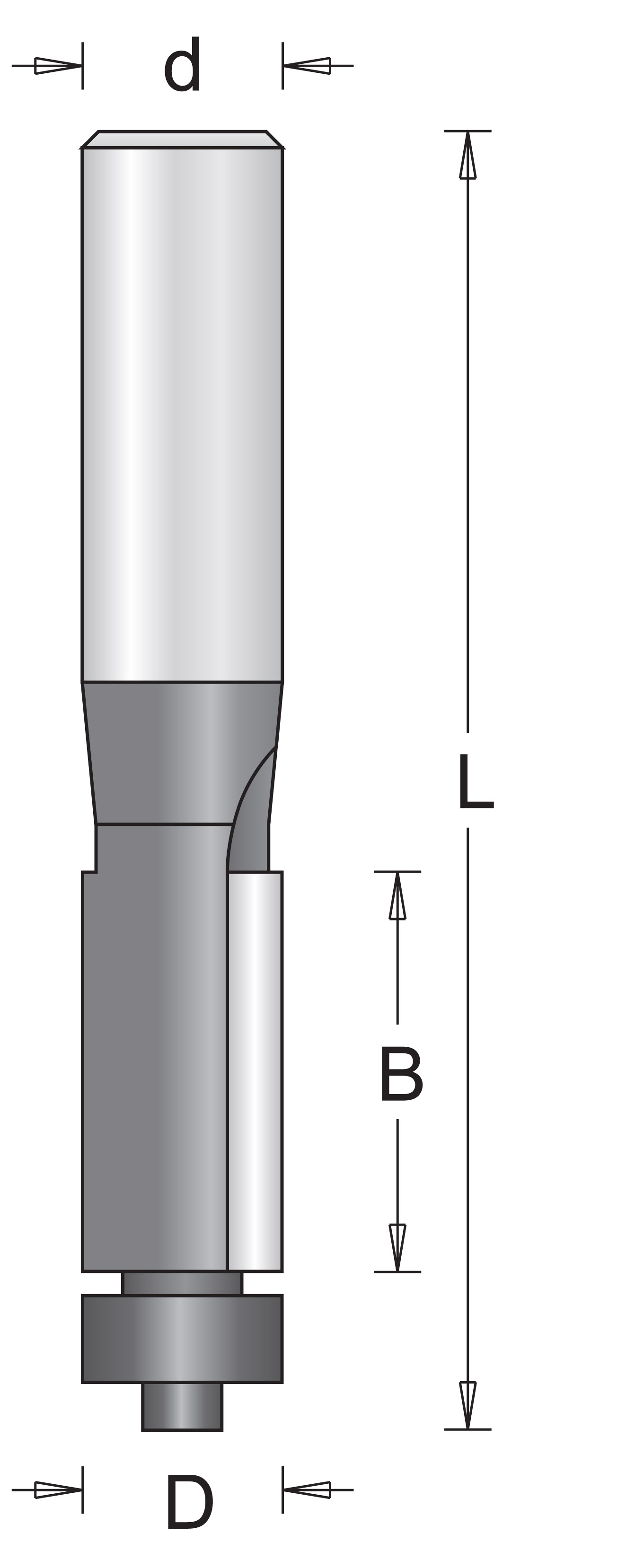 HiKOKI Zubehör 754035 Kantenfräser mit unterem Lager 12,7 x 25,4 x 63 mm Schaft 6 mm 1 Stück