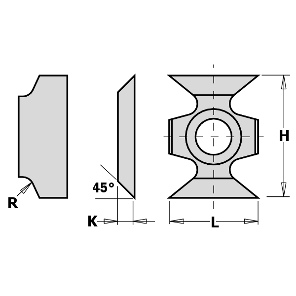 GRN Tools 790.163.00 HW-Wechselklinge Profil 16 x 22 x 5 mm Radius 3 10 Stück