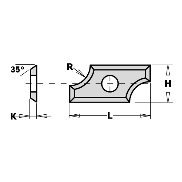 GRN Tools 790.050.00 HW-Wechselklinge Profil 19,5 x 9 x 1,5 mm Radius 5 mm 10 Stück