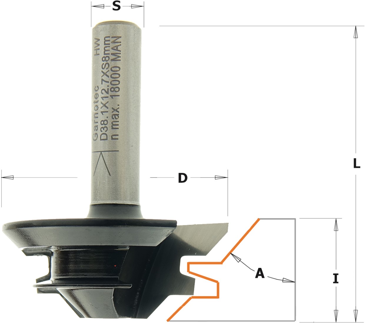GRN Tools 955.104.11 Gehrung 45° mit rechtwinkligem Schaft 8 mm