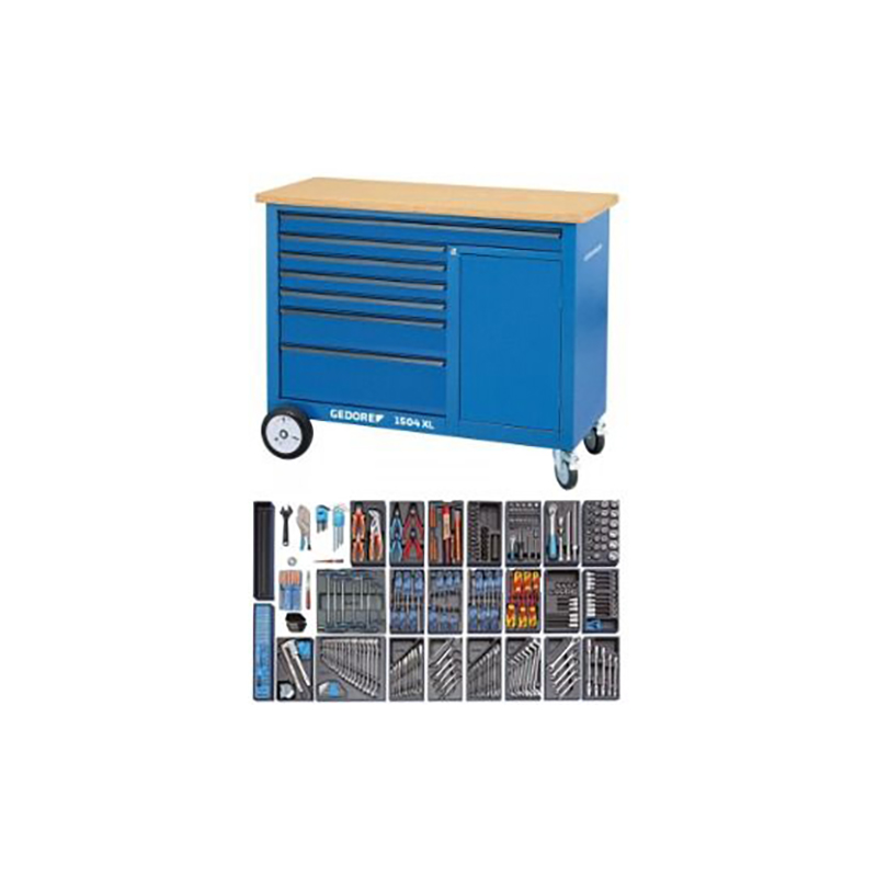 Gedore 8080590 Mobile Werkbank 1504 7 Schubladen + Werkzeugsatz S 1500 ES-03 325-teilig