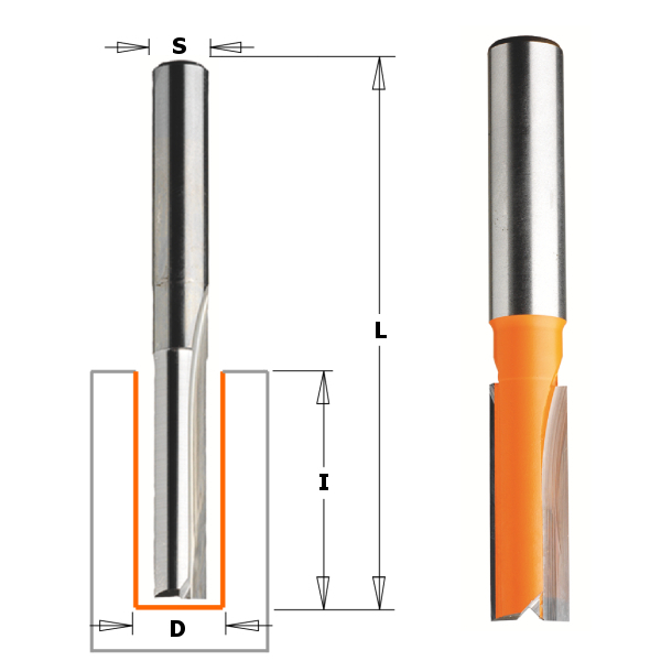 CMT 912.127.11 12,7 mm Einstechfräser mit geraden Messerköpfen, langer Schaft 8 mm