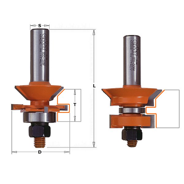 CMT 955.506.11 Set für Nut- und Federverbindung mit V-Nut-Schaft 12 mm