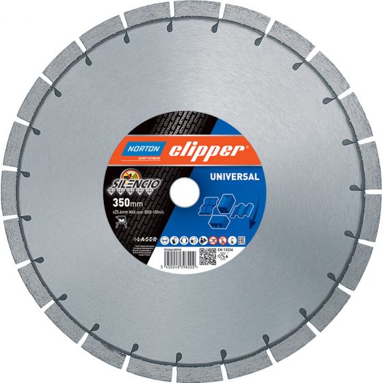 Norton Clipper 70184628998 Extreme Universal Silencio Diamant-Sägeblatt 350 x 25,4 mm 