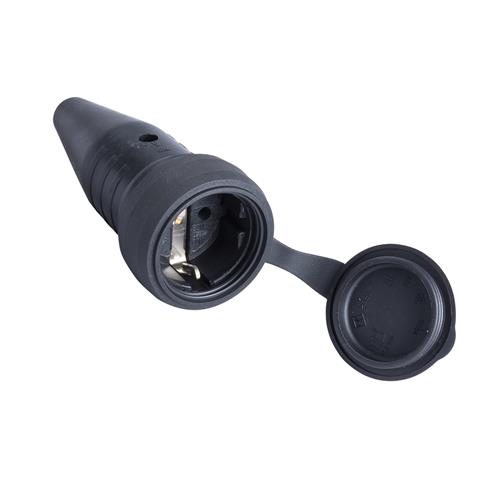ABL 46.229 Vollgummistecker - 10/16A - IP44 - RA - schwarz - VDE - Spritzwasserschutz