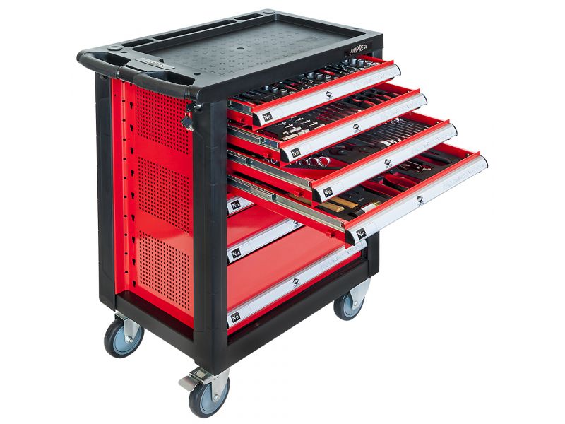 Airpress 79156 Werkzeugwagen gefüllt 217-teilig 7 Schubladen
