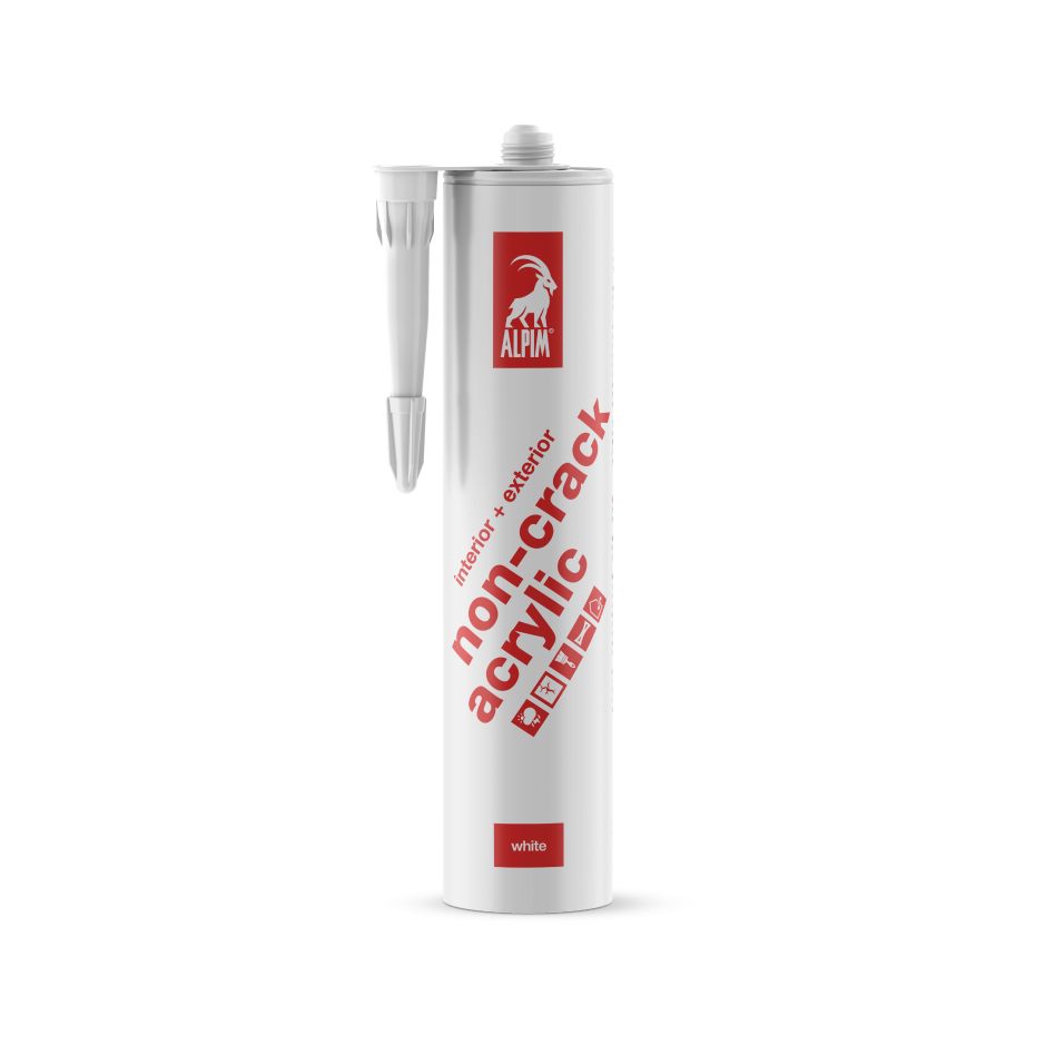 Alpim ALP002005 Acrylic Non-Crack für Außen- und Innenanwendungen – Acrylkitt, weiß, 310 ml