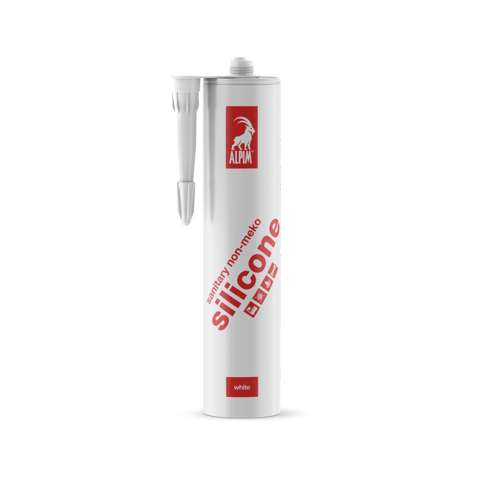 Alpim ALP002008 Silikon-Sanitärdichtmasse, MEKO-frei, weiß, 310 ml