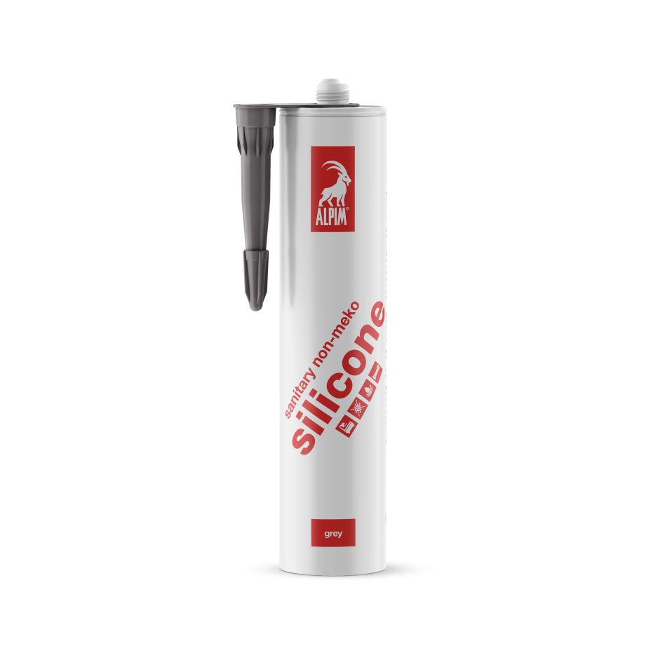 Alpim ALP002009 Silikon für den Sanitärbereich, MEKO-frei, grau, 310 ml