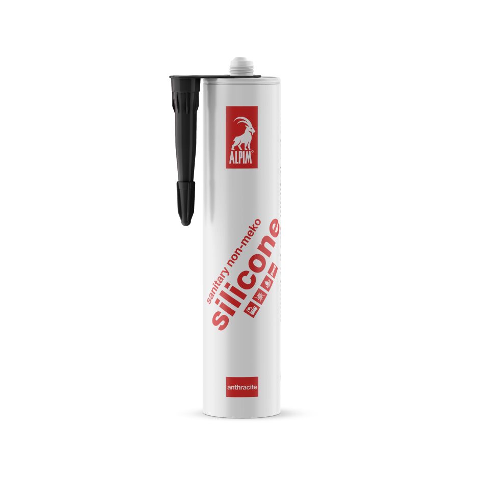 Alpim ALP002010 Silikon-Sanitärdichtmasse, MEKO-frei, anthrazit, 310 ml