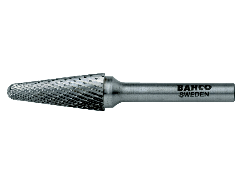 Bahco L1225M06 12 mm x 25 mm Rotorfräser aus Hartmetall für Metall, Rundkegelform, Mittel 24 TPI 6 mm