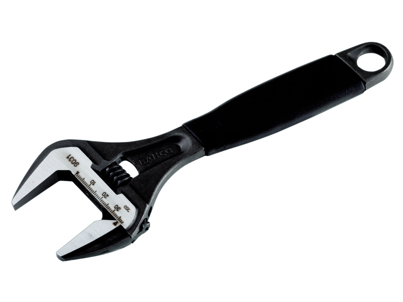 Bahco 9033 ERGO&trade; 46-mm-Rollgabelschl&uuml;ssel mit extragro&szlig;er &Ouml;ffnungsweite, Zentralmutter und Gummigriff, phosphatiert, 270&nbsp;mm