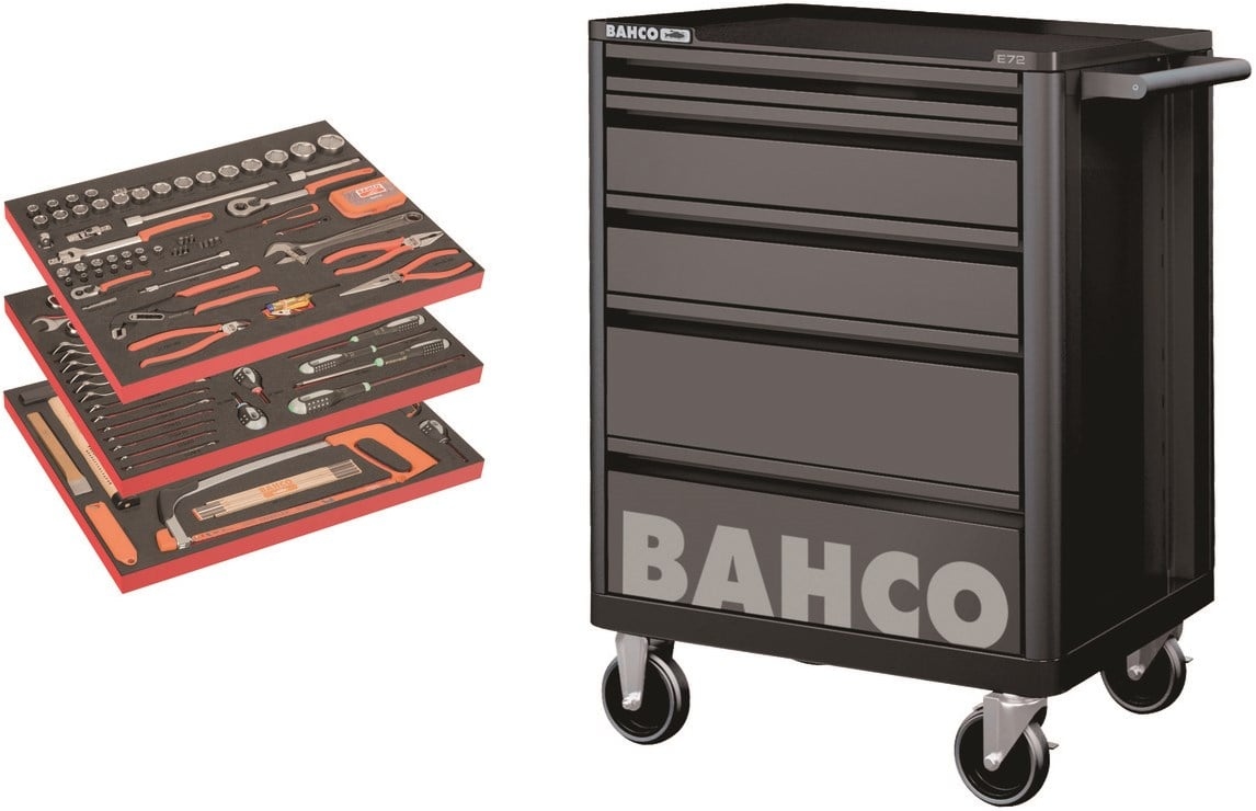 Bahco BASIC Werkzeugwagen Gefüllt 5 Schubladen 158-teilig