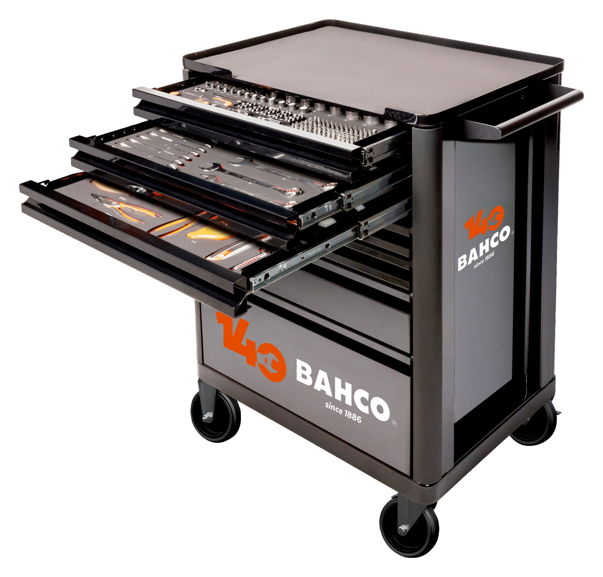Bahco 1472K7BKFFSD140 Jubil&auml;umsausgabe 26" E72 Storage HUB-Werkzeugwagen mit 7 Schubladen
