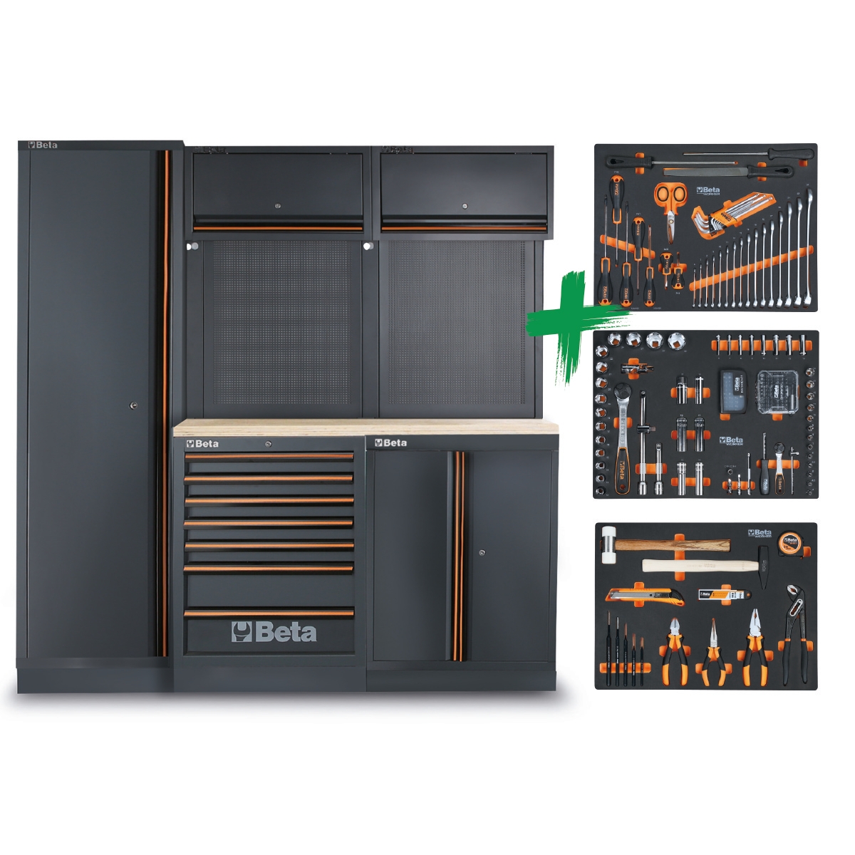 Beta 045009156 C45PRO 2.0 X Werkstatt-Kit mit Sortiment von Beta Worker Universal-Werkzeugen 196-teilig