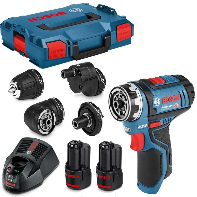 Bosch Blau 06019F6000 GSR 12V-15 FC FlexiClick Akku-Bohrmaschine 12V 2 x 2.0Ah Li-Ion in L-Boxx