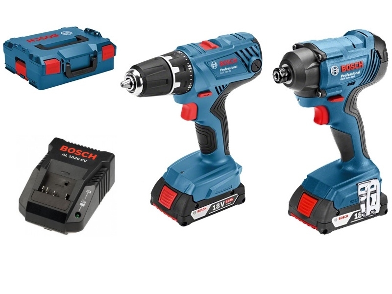 Bosch Blau 06019G5101 GSR 18V-21 Akku-Bohrschrauber + GDR 18V-160 Schlagschrauber 18 Volt 2.0 AH Li-Ion in L-BOXX