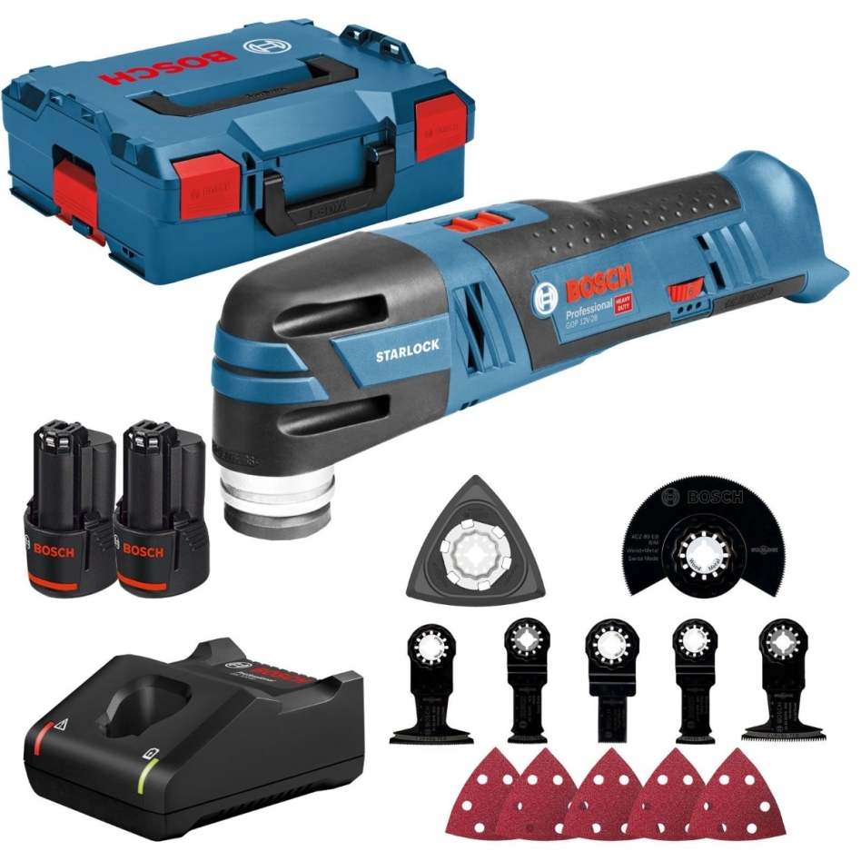 Bosch Blau 06018B5006 GOP 12V-28 Accu-Multitool 12V 3,0Ah Li-Ion + Zubehörset