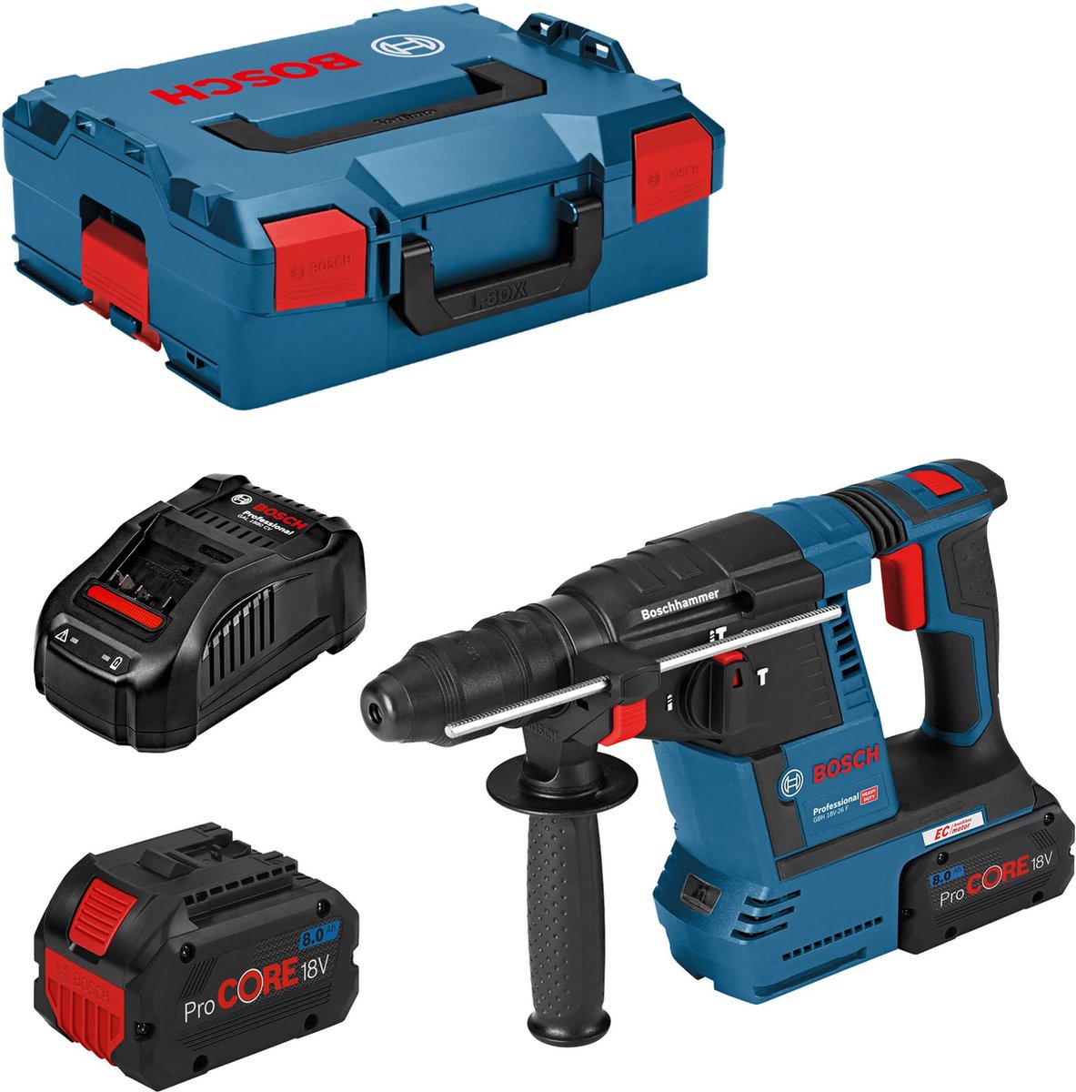 Bosch Blau 061191000E GBH 18V-26 F Kombihammer 18 Volt 8.0 AH ProCore in L-Boxx