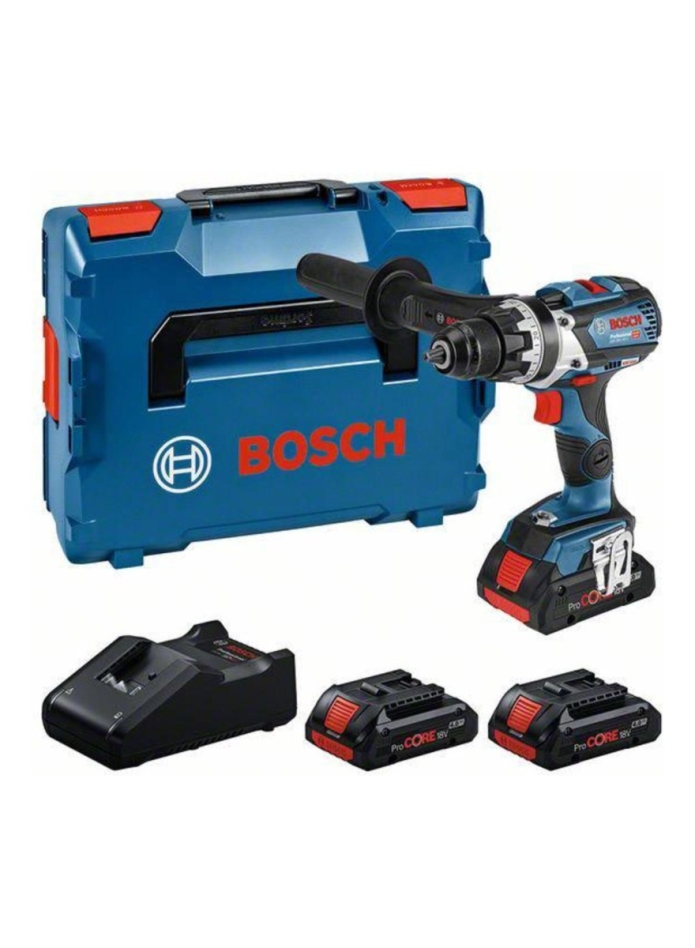 Bosch Blau 0615A5002S GSR 18V-110 C Akkubohrmaschine 3x ProCORE 18V 4.0Ah und Ladegerät GAL 18V-40 in L-BOXX