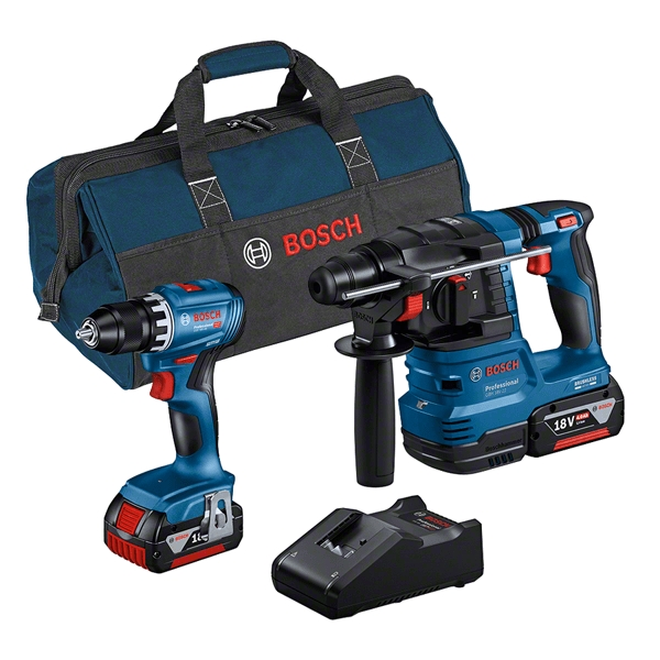 Bosch Blau 0615A50038 Comboset - GSR 18V-45 Akku-Bohrmaschine + GBH 18V-22 Akku-Hammer 18V 4.0Ah Li-Ion