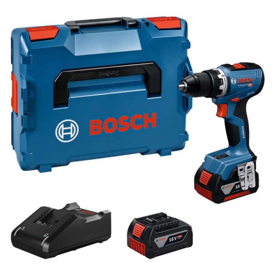 Bosch Blau 06019N3203 GSR 18V-65 Akkubohrmaschine 2x 5,0 Ah und Ladegerät GAL 18V-40 in L-BOXX