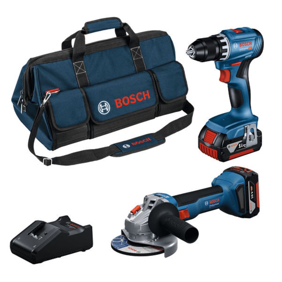 Bosch Blau 0615A5007N Accutoolkit Combipack 18V GSR + GWS 2x GBA 18V 4.0 Ah und Ladegerät GAL 18V-40, GSR 18V-45, GWS 18V-8