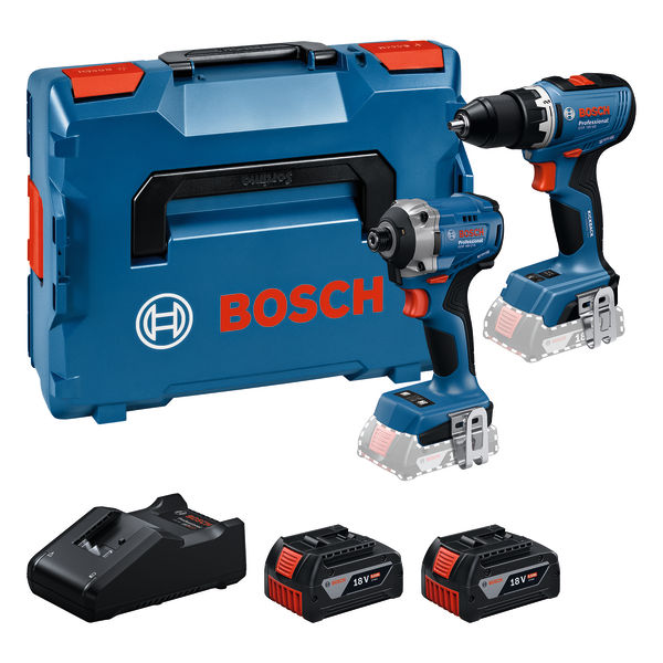Bosch Blau 0615A50090 Combipack 2 Maschinen GSR + GDR 2x 18V 5.0Ah und Ladegerät in L-BOXX